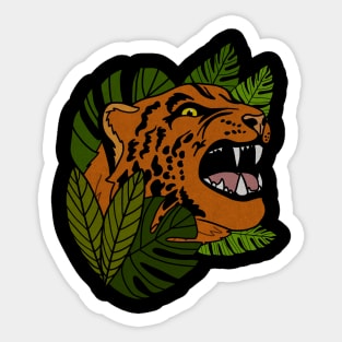 Jaguar Roaring, Tropical design, Leopard Sticker